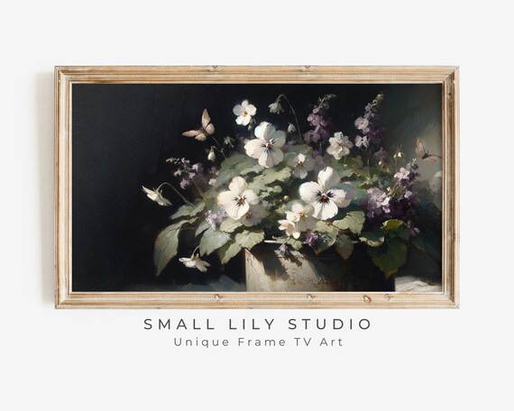 Frame Tv Art Moody Floral Still Life Frame Tv Art Vintage Style Flowers Violet Purple Dark Floral Tv Art Screensaver Tv244