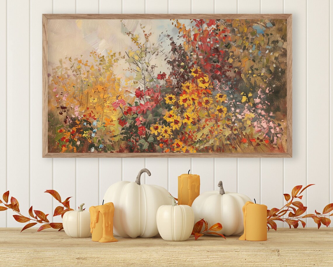 Fall Floral Landscape Vintage Style Art Print - Image 2