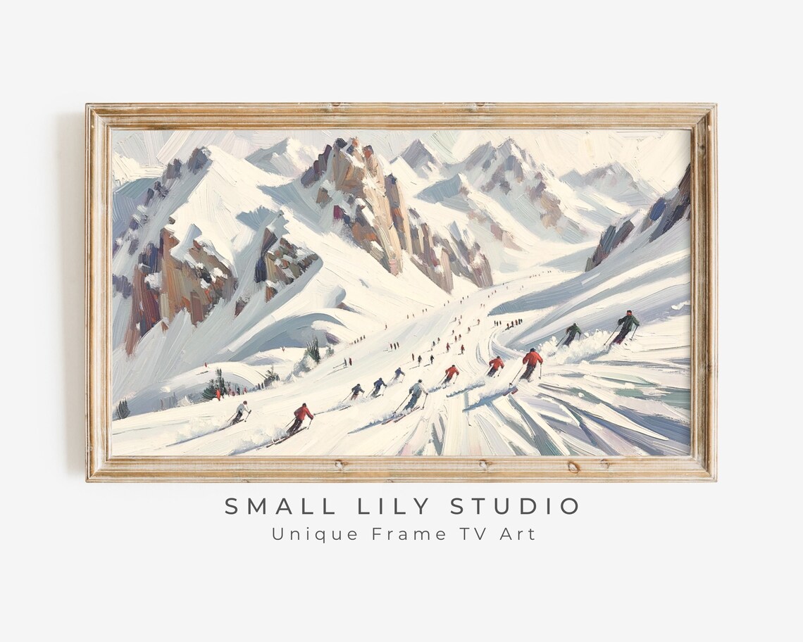 Ski Holiday in Snow, Vintage Style Travel Poster