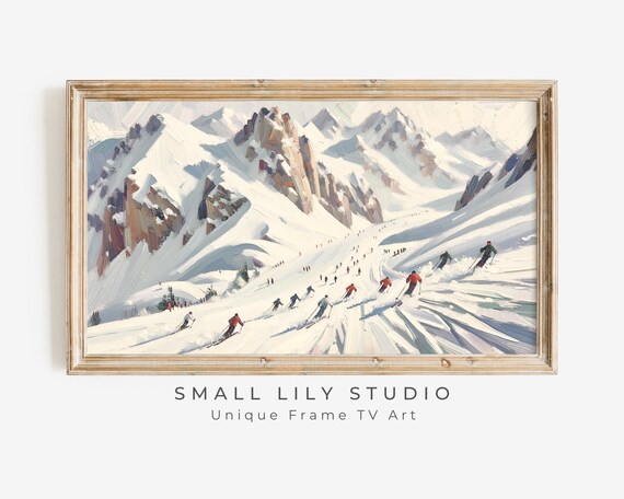 Ski Holiday in Snow, Vintage Style Travel Poster