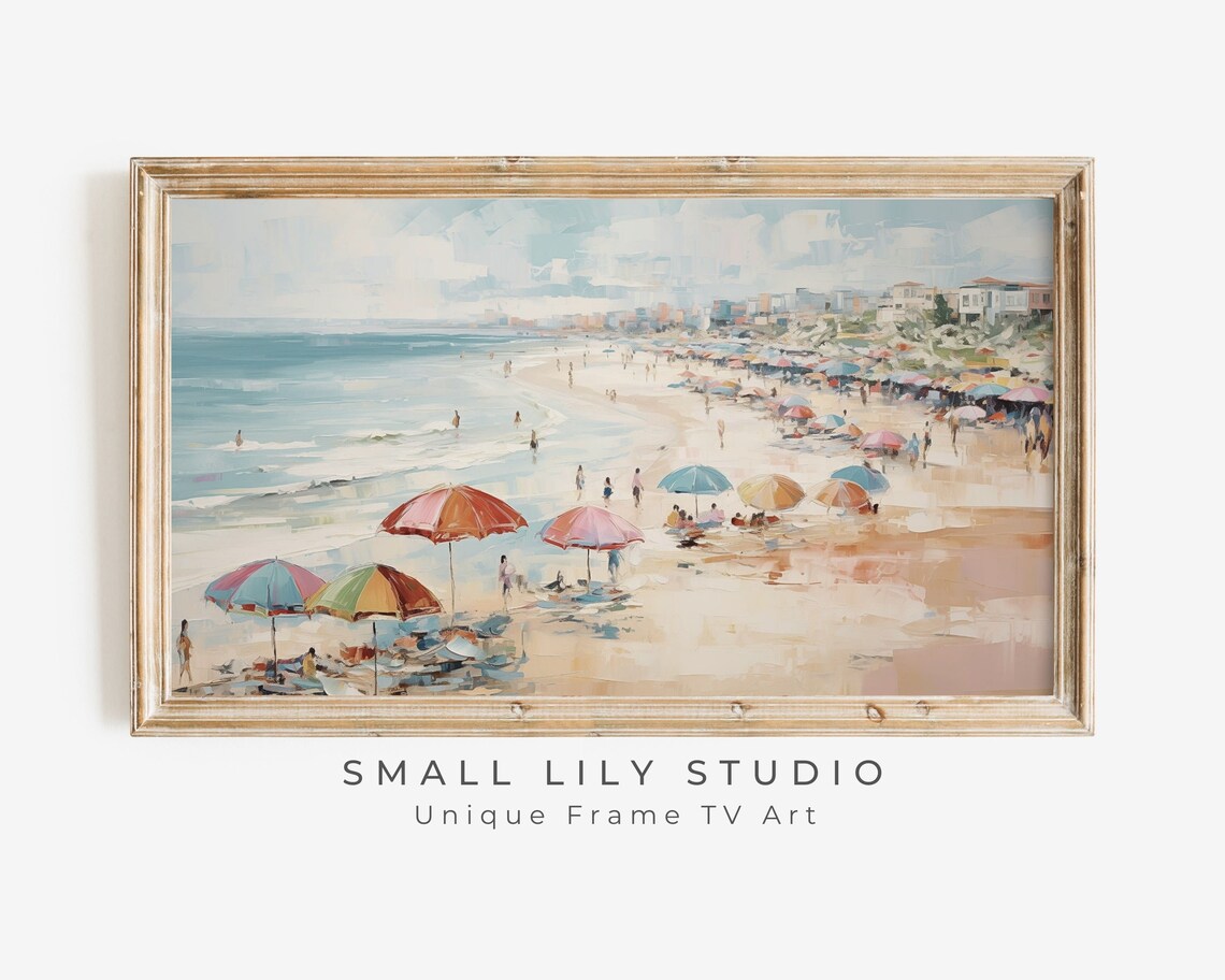Beach Umbrellas Summer Coastal Painting Art Print