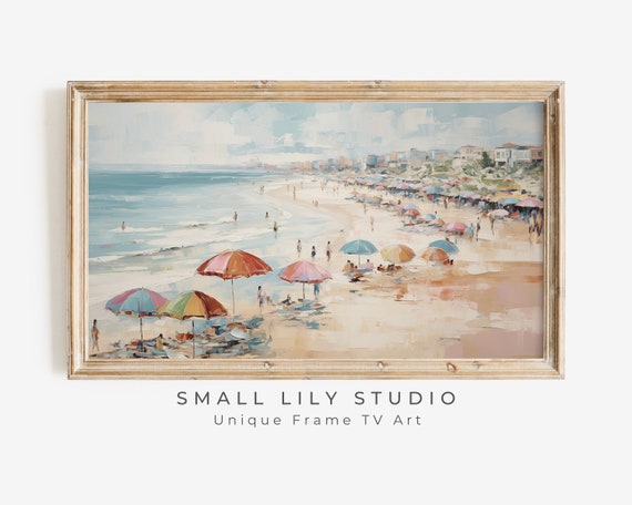 Beach Umbrellas Summer Coastal Painting Art Print