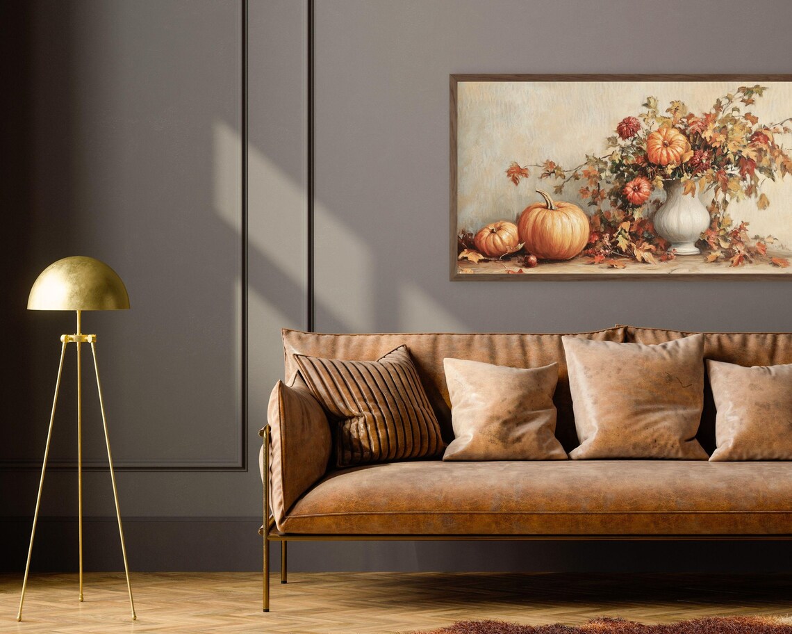 Thanksgiving Fall Florals and Pumpkins Vintage Art Print - Image 3