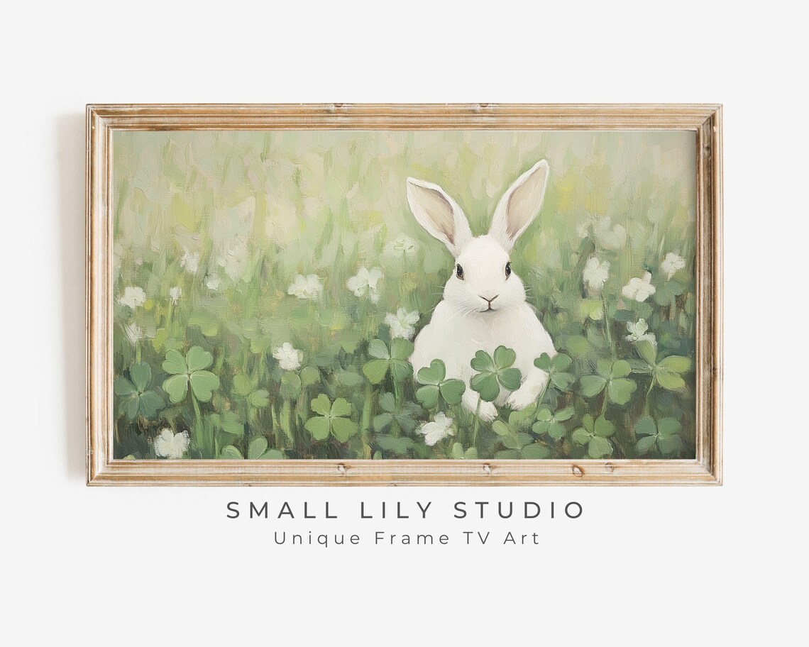 Bunny In Shamrocks Easter Rabbit Art Print