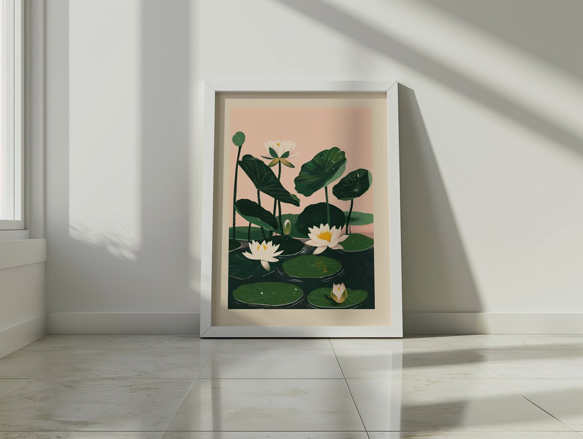 July Birth Flower Water Lily Personalized Botanical Art Print - Image 3