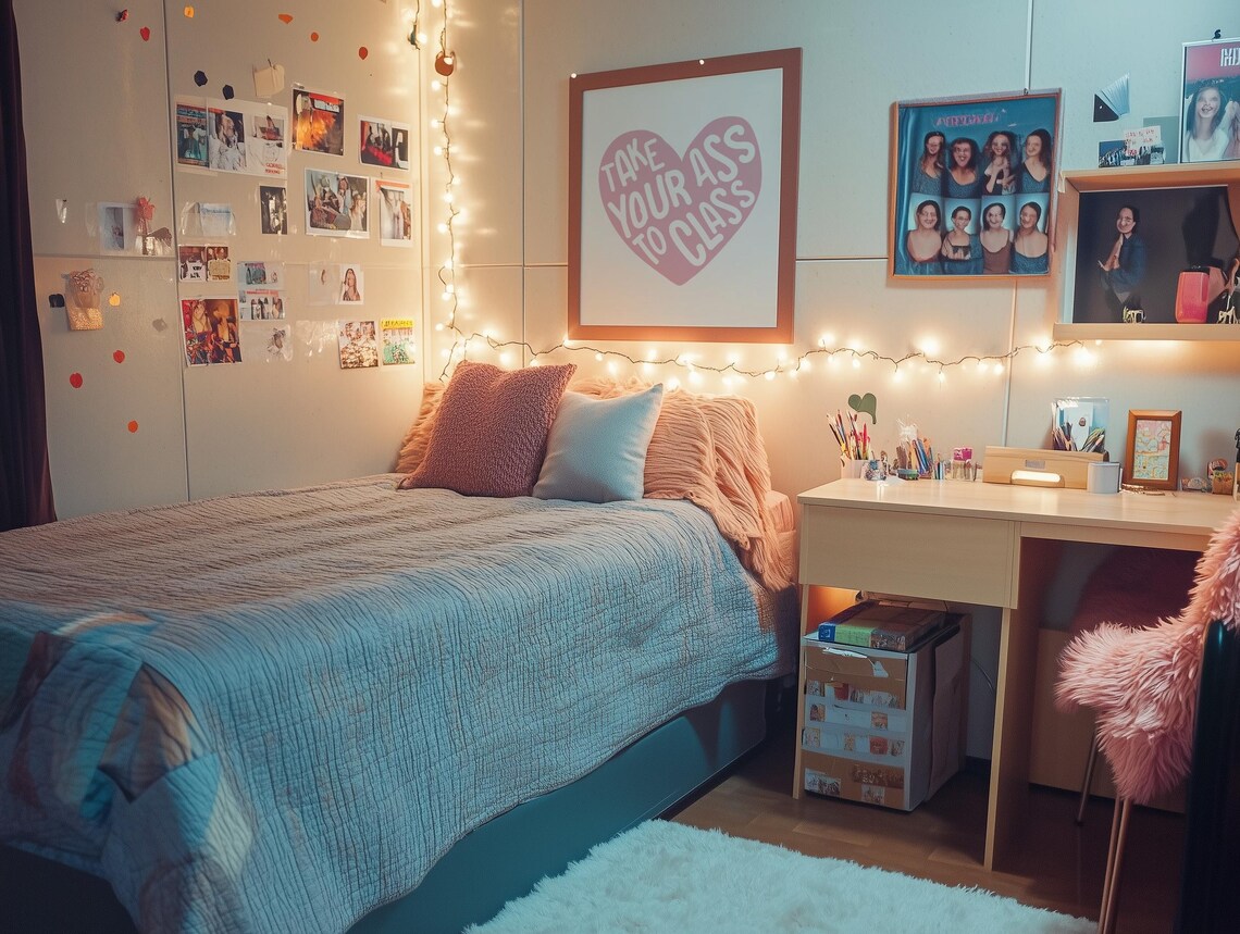 Take Your Ass To Class Funny Pink Heart College Dorm Room Poster - Image 3