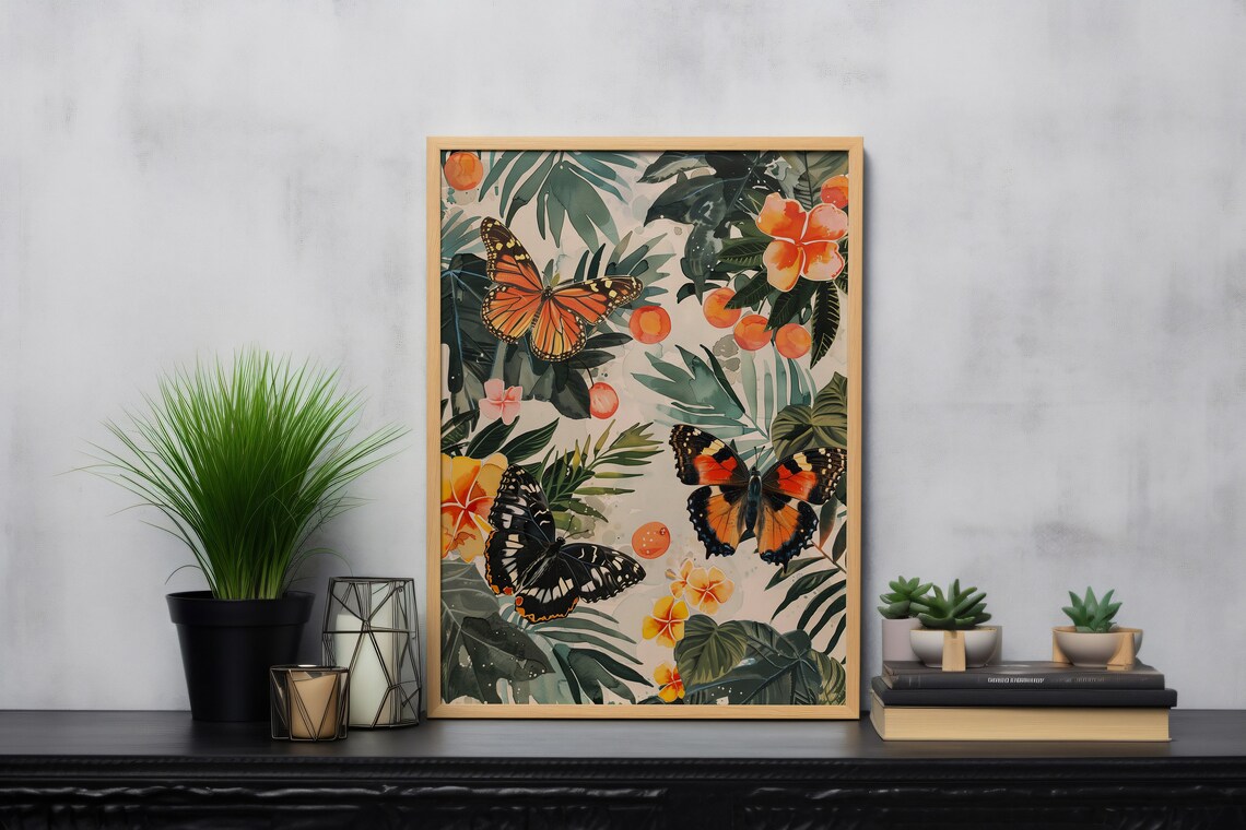 Botanical Butterfly Wildlife Art Print, Tropical Jungle - Image 3