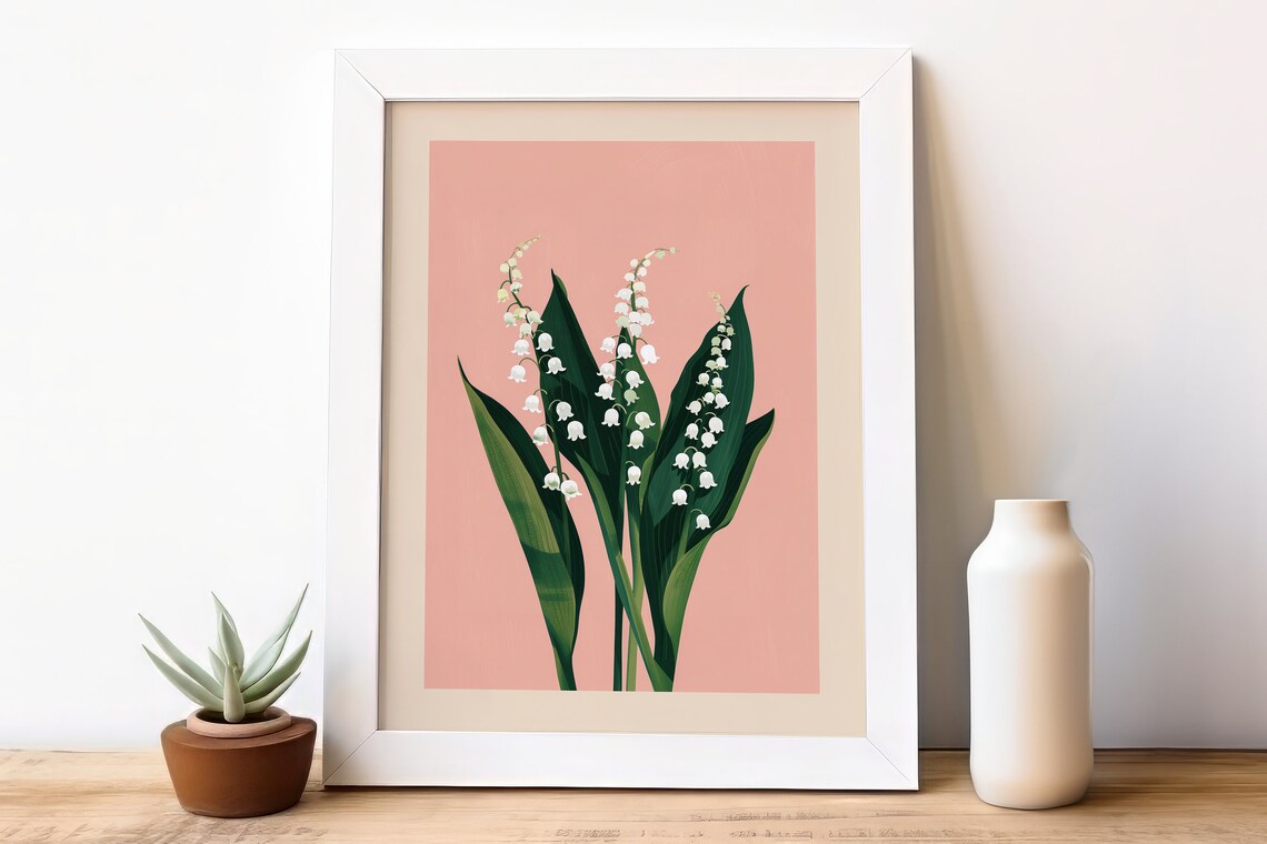 Lily Of The Valley Minimalist Art Print, May Birth Flower - Image 3