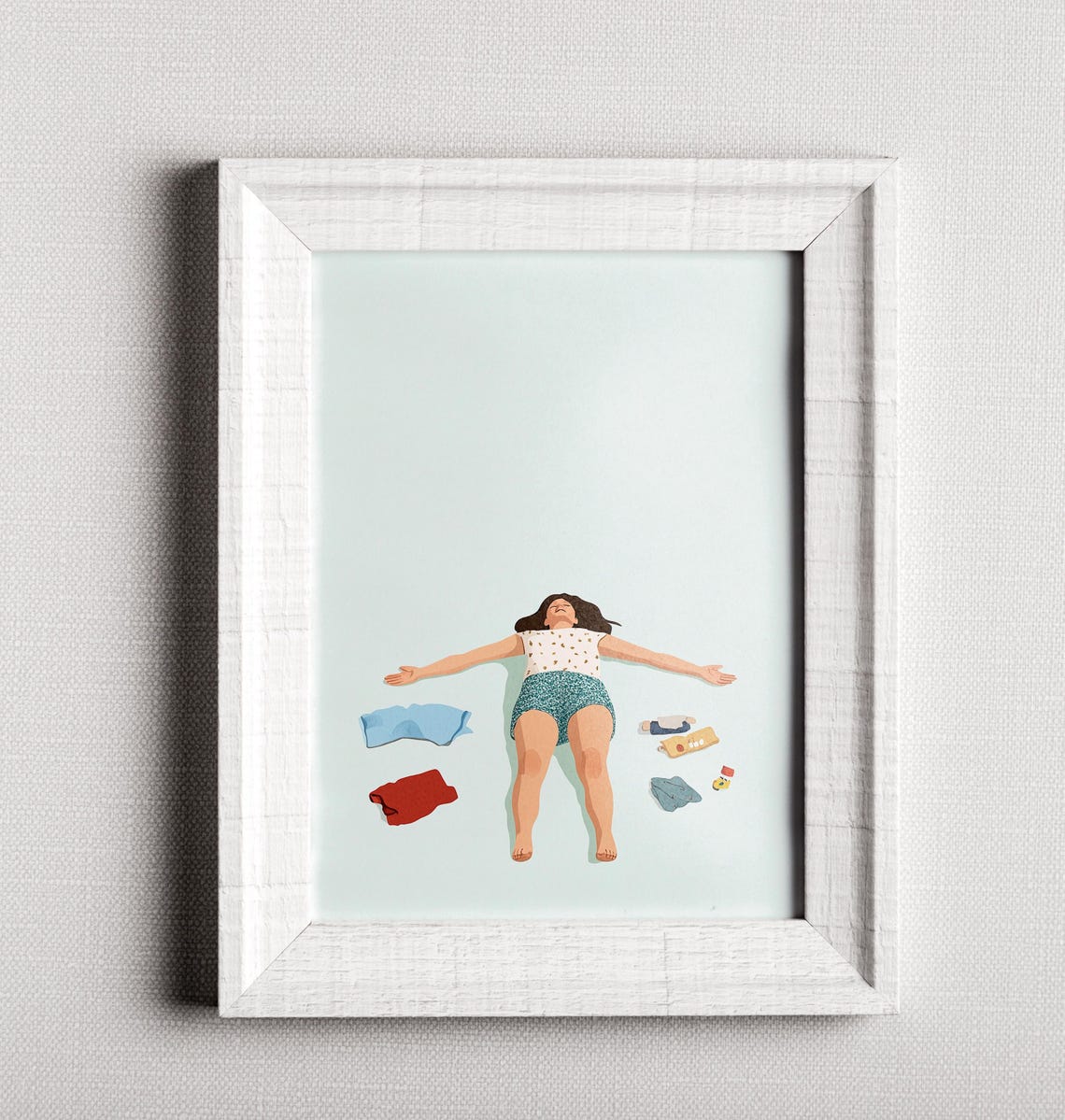 Tired Mom Asleep On Floor Funny Motherhood Illustration Wall Art - Image 2