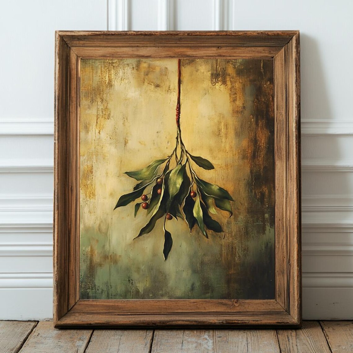 Mistletoe Moody Vintage Christmas Print Winter Decor Dark Cottagecore Wall Art Rustic Christmas - Image 3