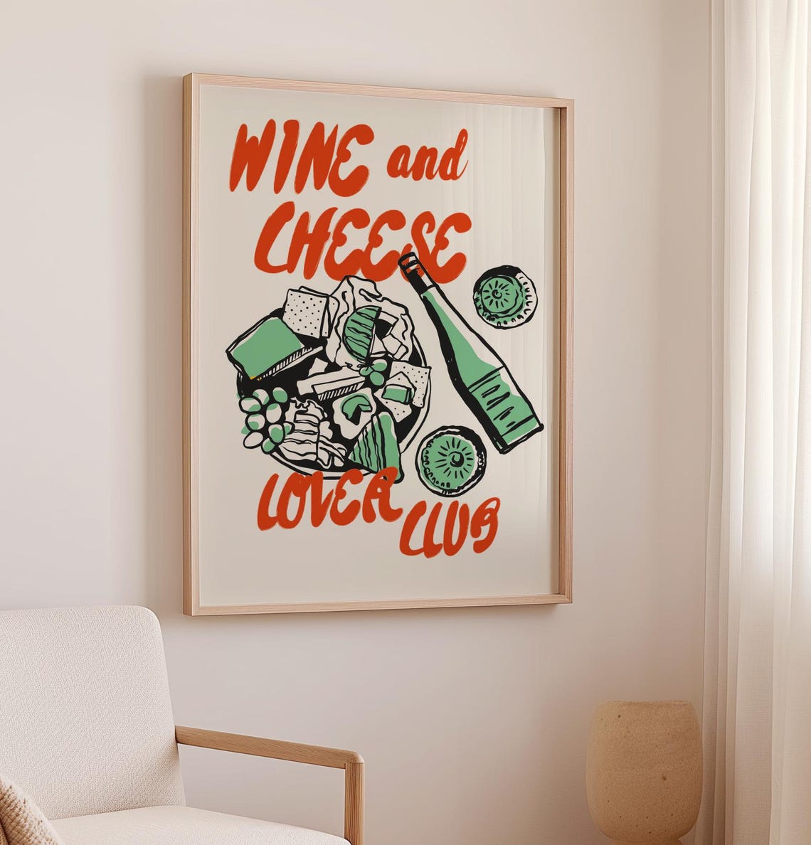 Wine and Cheese Lover Club Red Letter Charcuterie Board Art Poster - Image 3