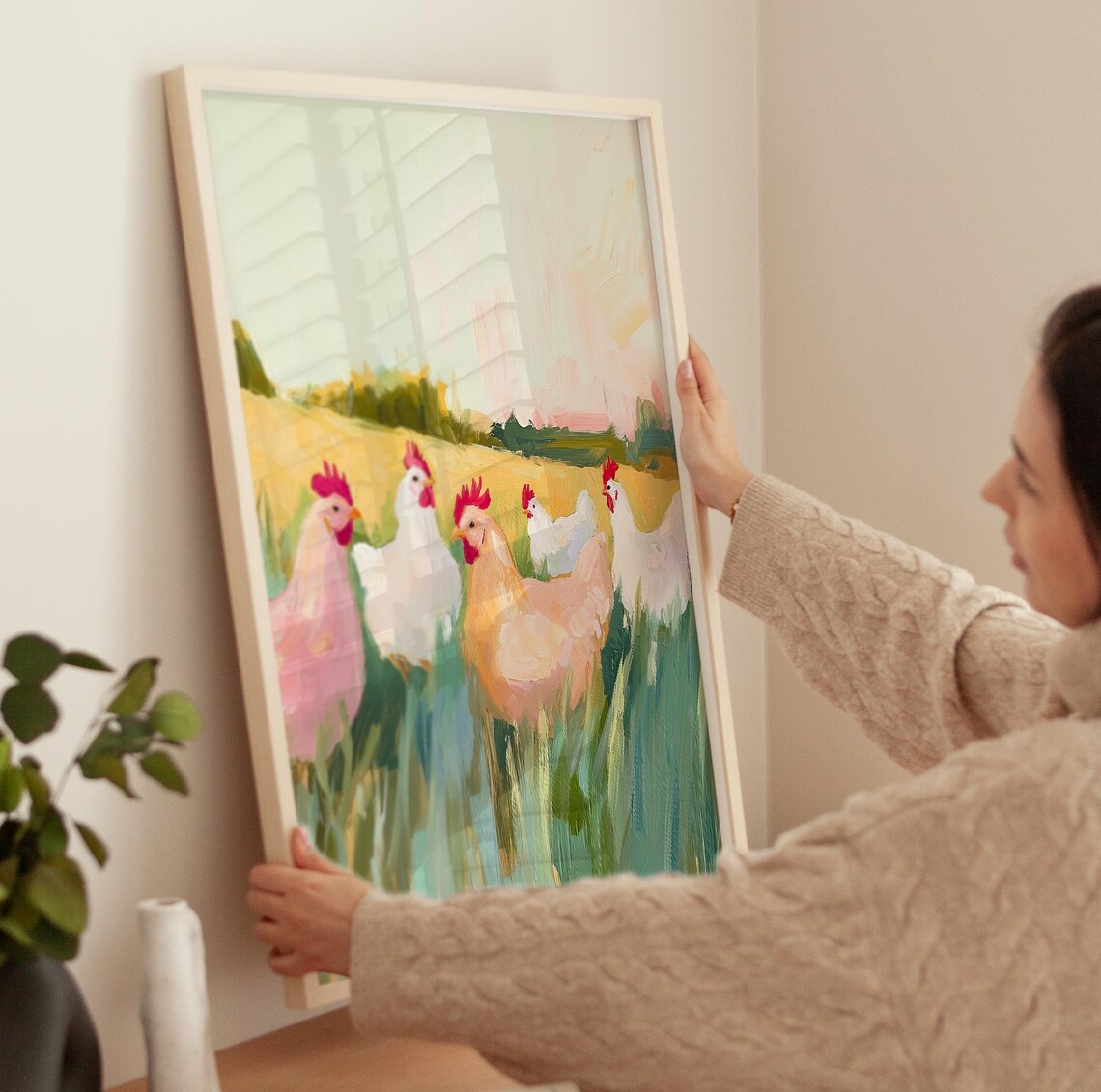 Chickens Painting Hens Kitchen Wall Art Print - Image 3