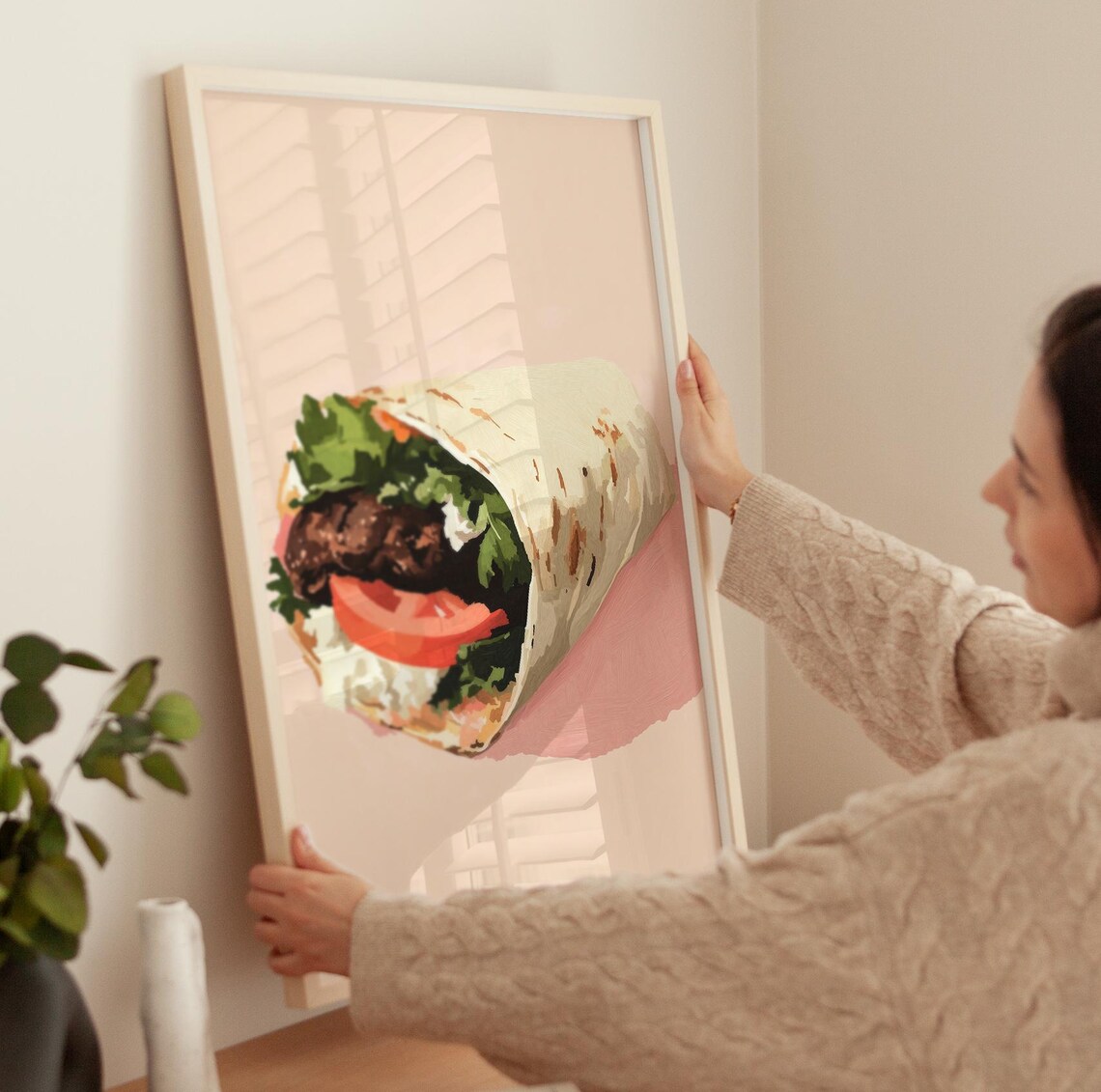 Tasty Doner Kebab Wrap With Fresh Veggies Turkish Food Art Poster - Image 4
