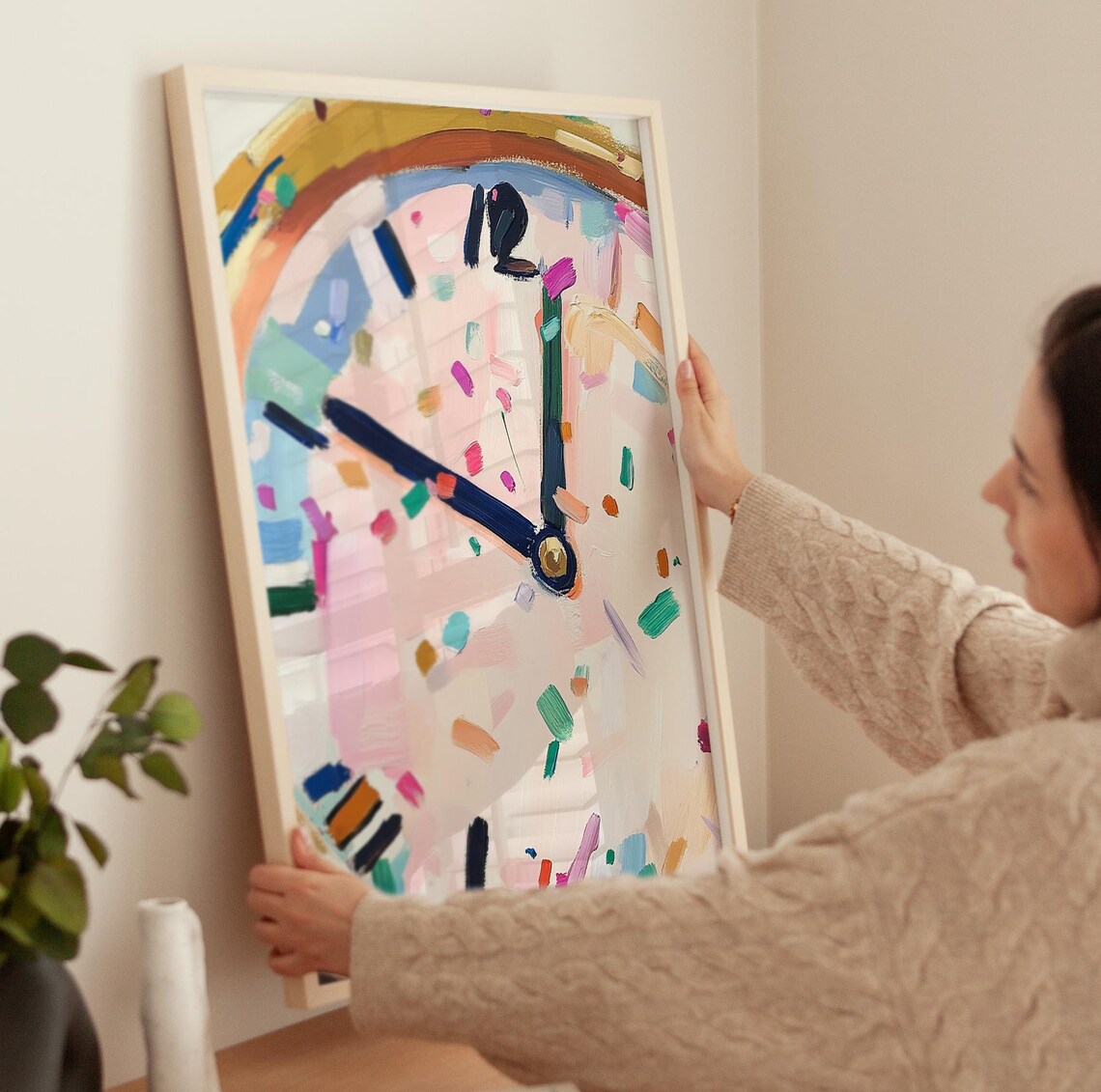 New Year's Clock Print, Colorful Holiday Decor - Image 3