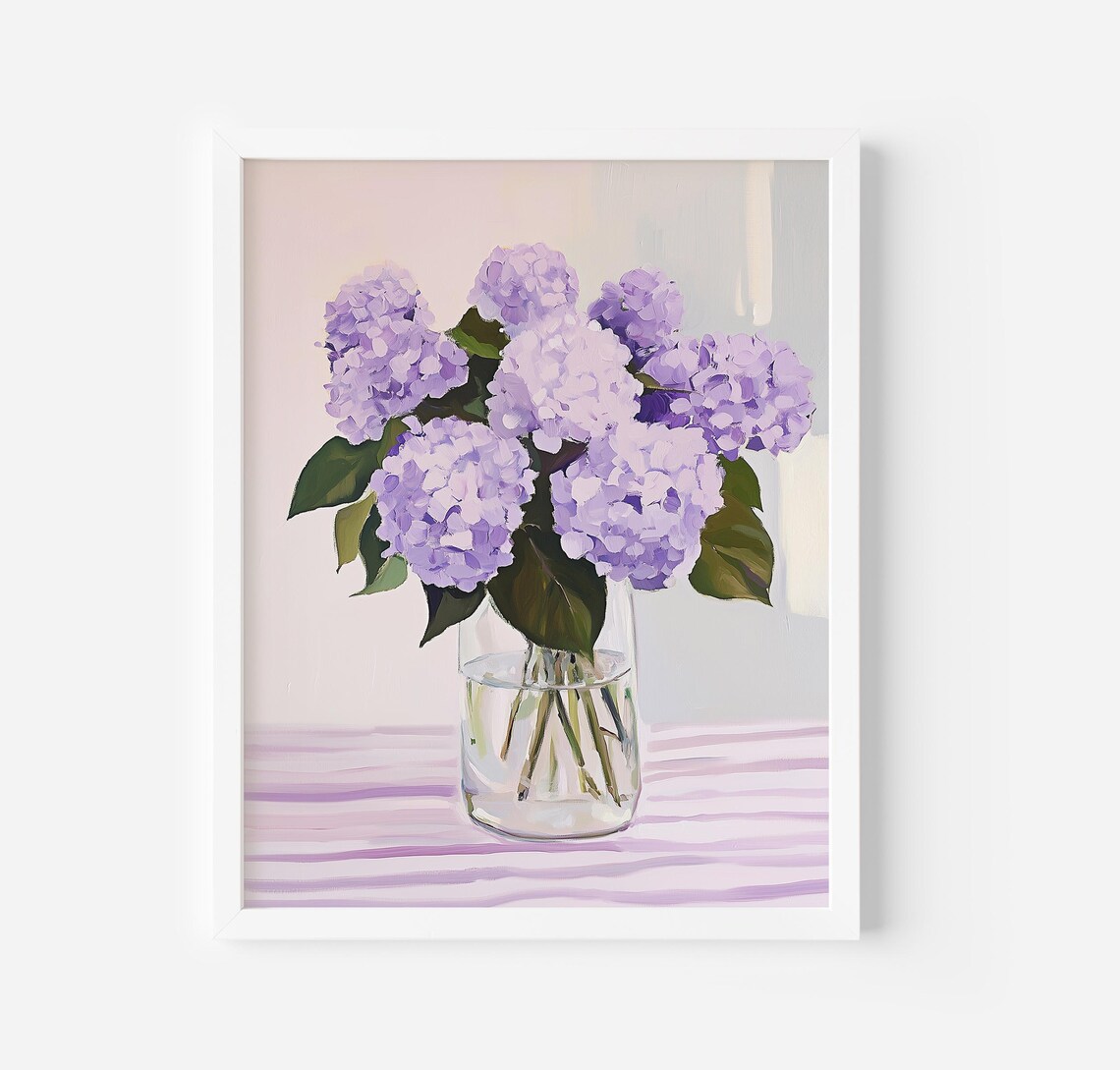 Purple Hydrangeas Art Print, Nursery Decor