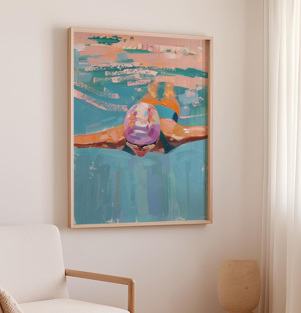 Swimming in the Ocean Coastal Summer Art Print - Image 2