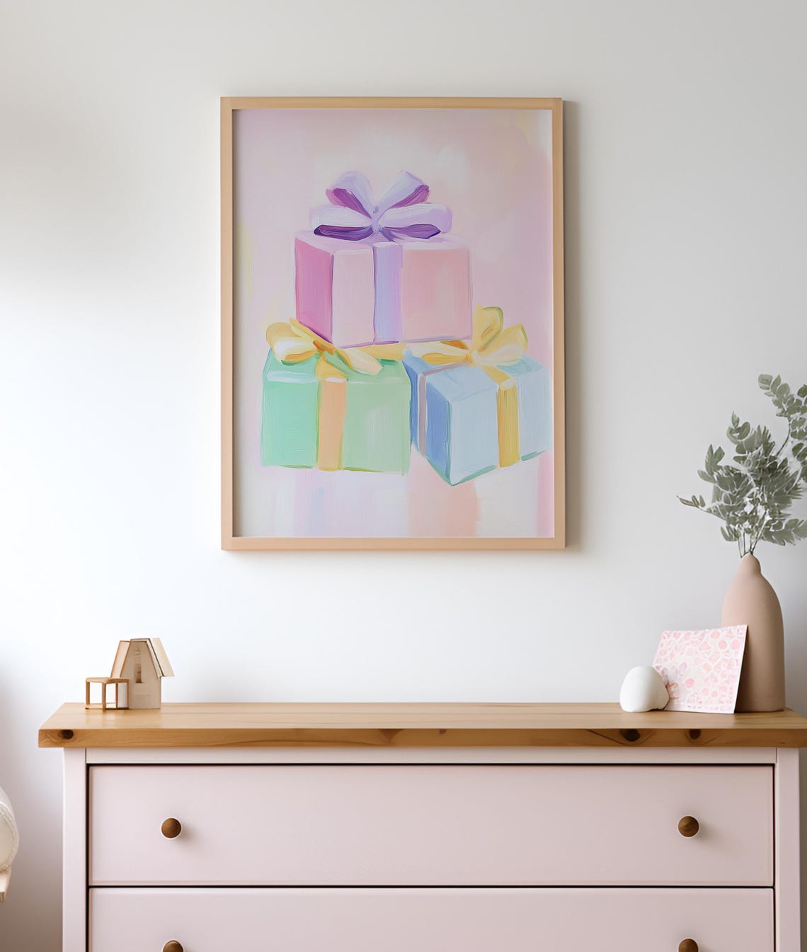 Pastel Gift Boxes Stacked With Bows Birthday Presents Poster - Image 2