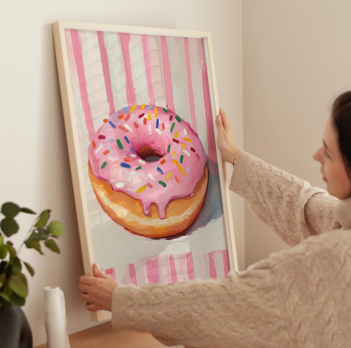 Pink Donut Vintage Poster, Retro Food Still Life - Image 2