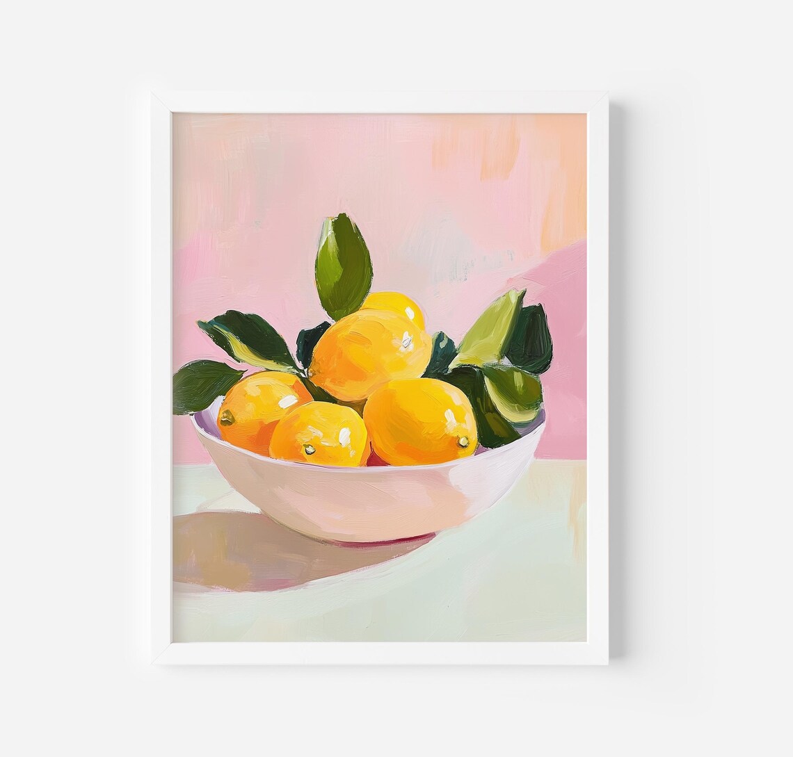 Bowl Of Lemons Kitchen Art, Citrus Food Print