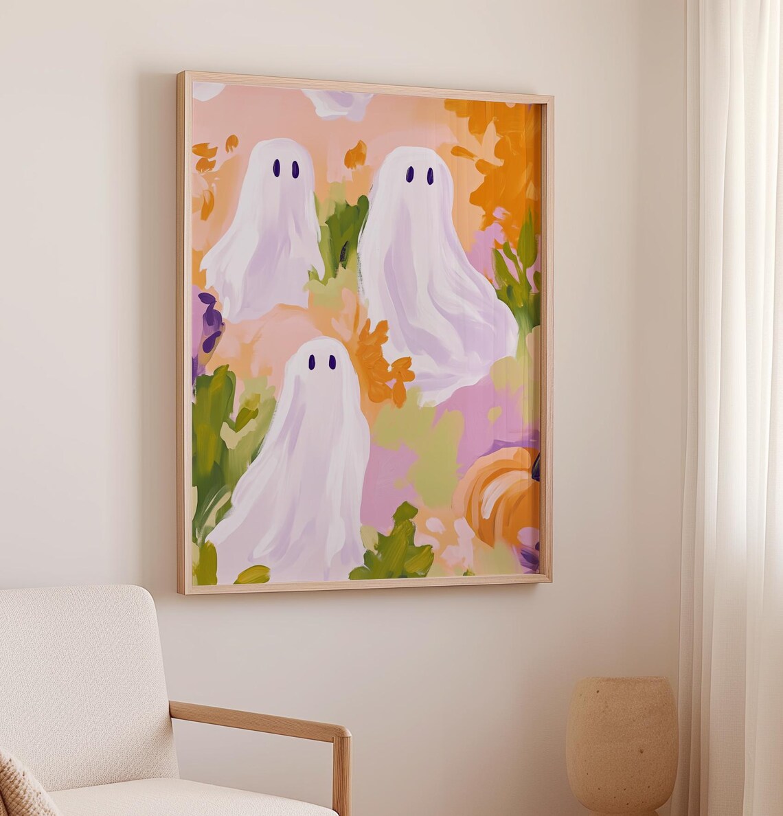Playful Ghosts Pastel Halloween Art Print - Image 2