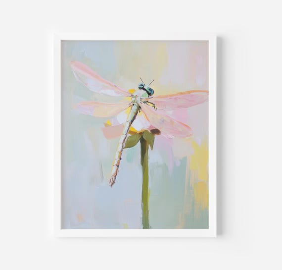 Dragonfly Pastel Art Print, Nursery Decor