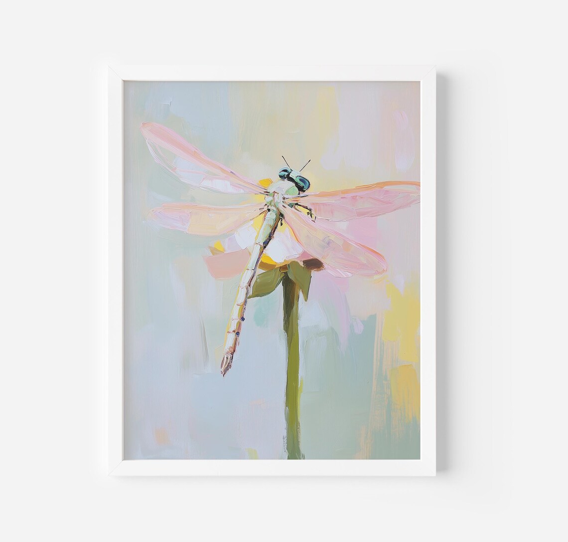 Dragonfly Pastel Art Print, Nursery Decor