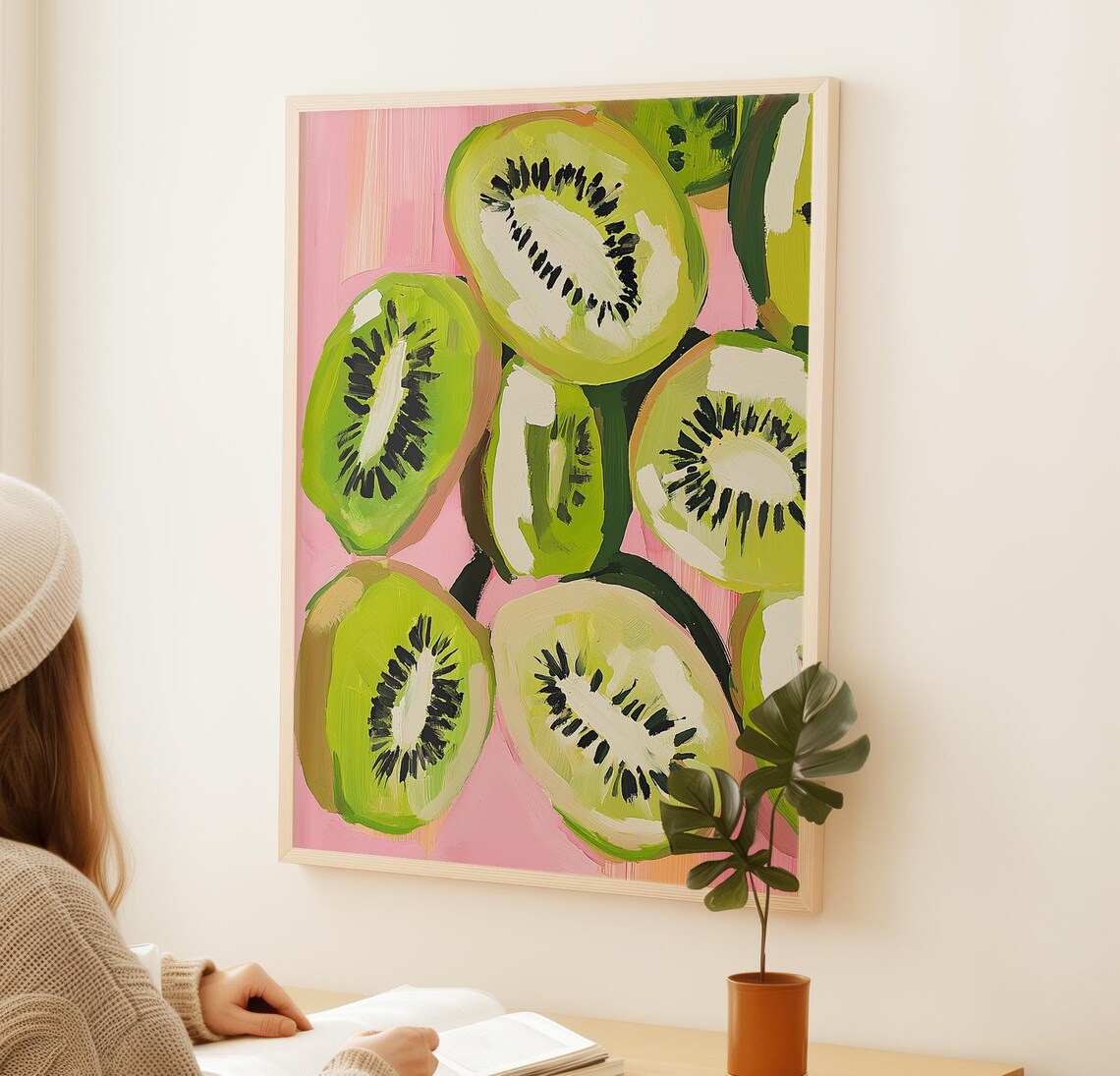 Kiwi Fruit Slice Print Modern Wall Art Kitchen Wall Art Decor Pastel Color Art Tropical Print Fruit Decor - Image 3