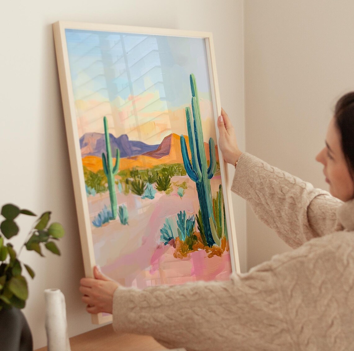 Western Desert Cactus Retro Botanical Art Print - Image 3