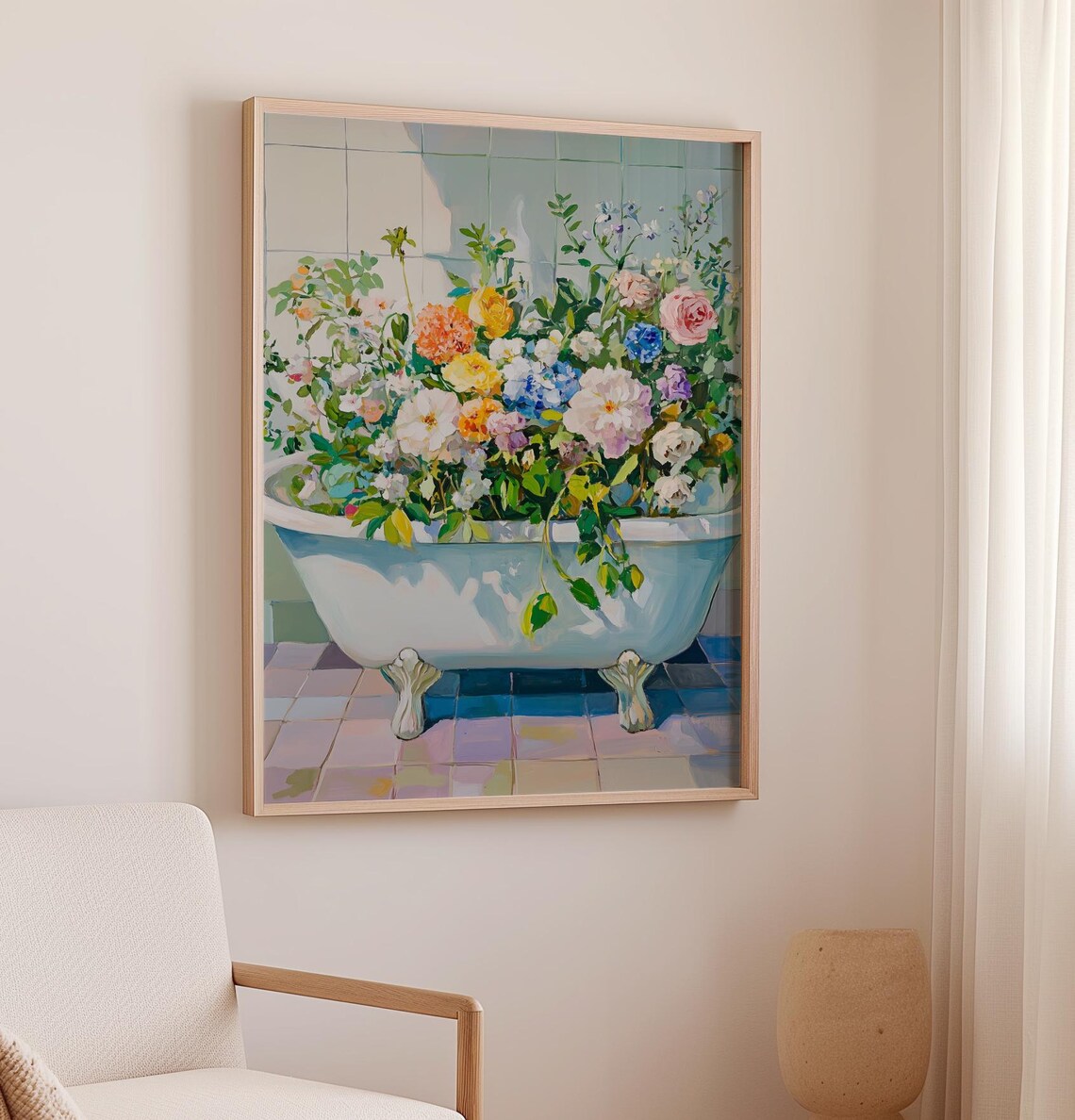 Floral Bathtub Botanical Bathroom Wall Art Print - Image 3
