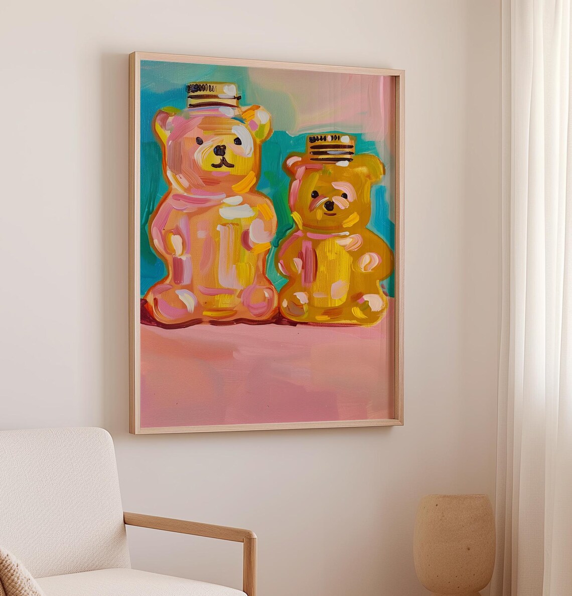 Honey Bear Pastel Colours Acrylic Art Print, Kitchen - Image 3