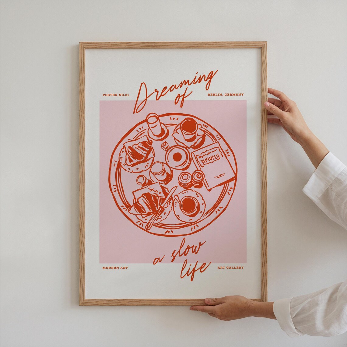 Dreaming Of A Slow Life Print Pink Breakfast Coffee Table Still Life Poster