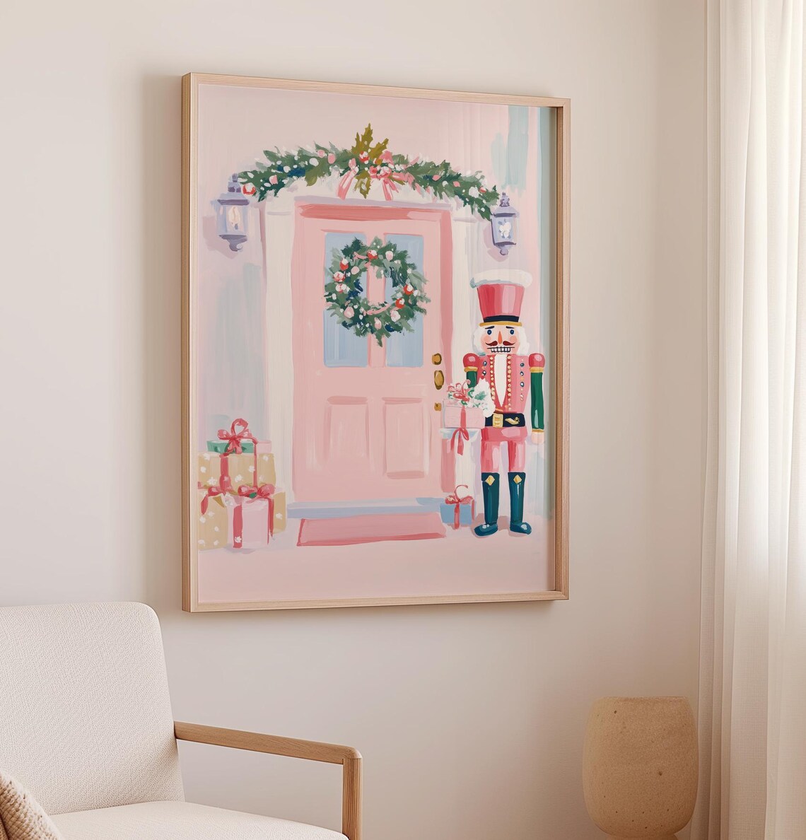Festive Front Door Christmas Painting Art Print - Image 2