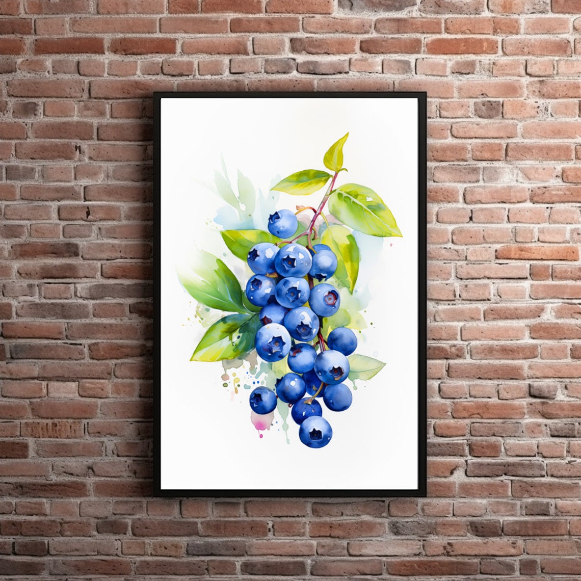 Blueberries Watercolor Art Print, Kitchen Fruit Decor - Image 4