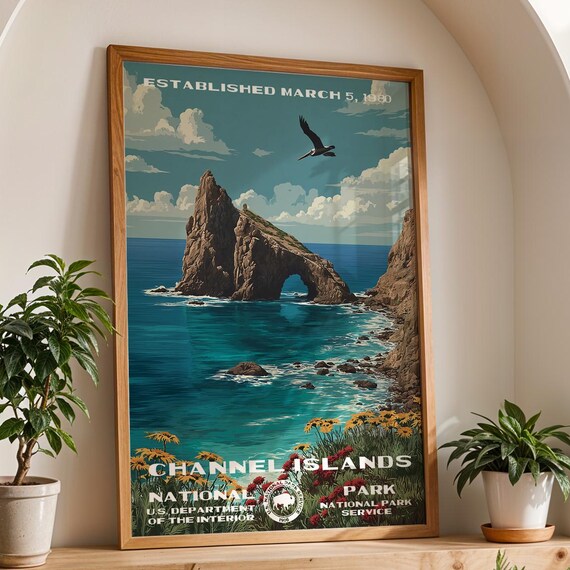 Channel Islands California Sea Arch Ocean Retro Travel Poster