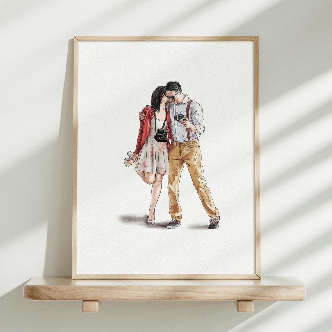 Country Couple Dancing in Field Custom Watercolor Portrait Poster - Image 3