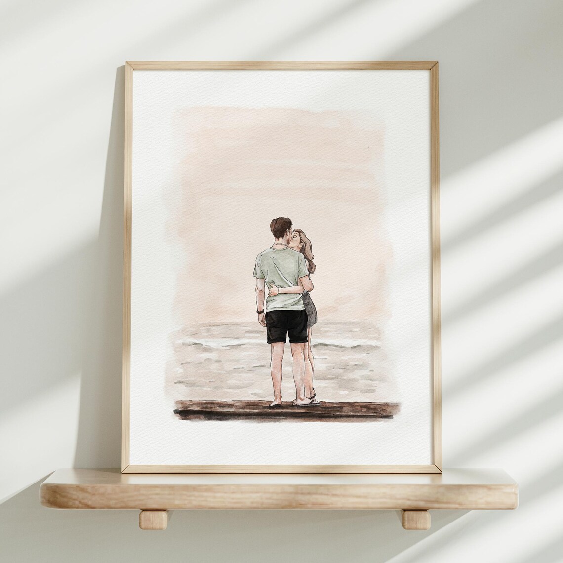 Country Couple Dancing in Field Custom Watercolor Portrait Poster - Image 4