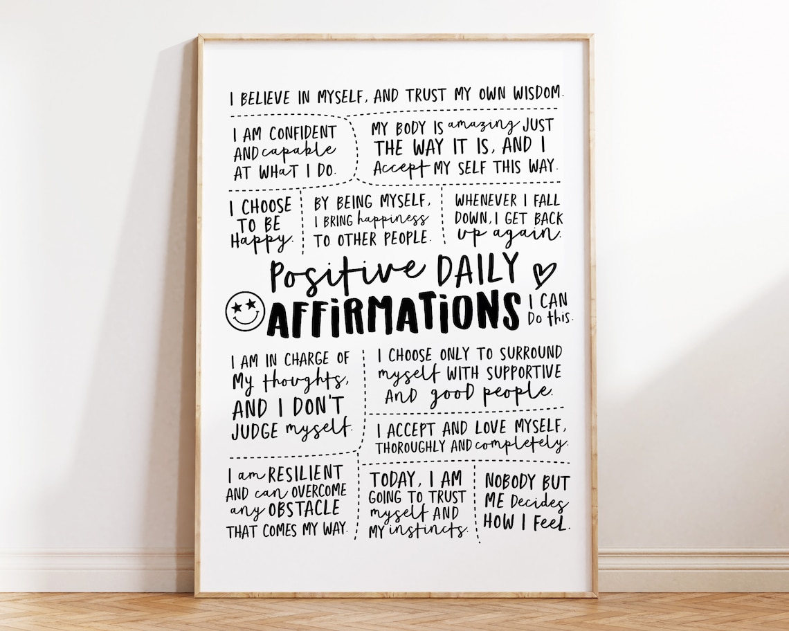 Positive Daily Affirmations Motivational Quote Poster - Image 2