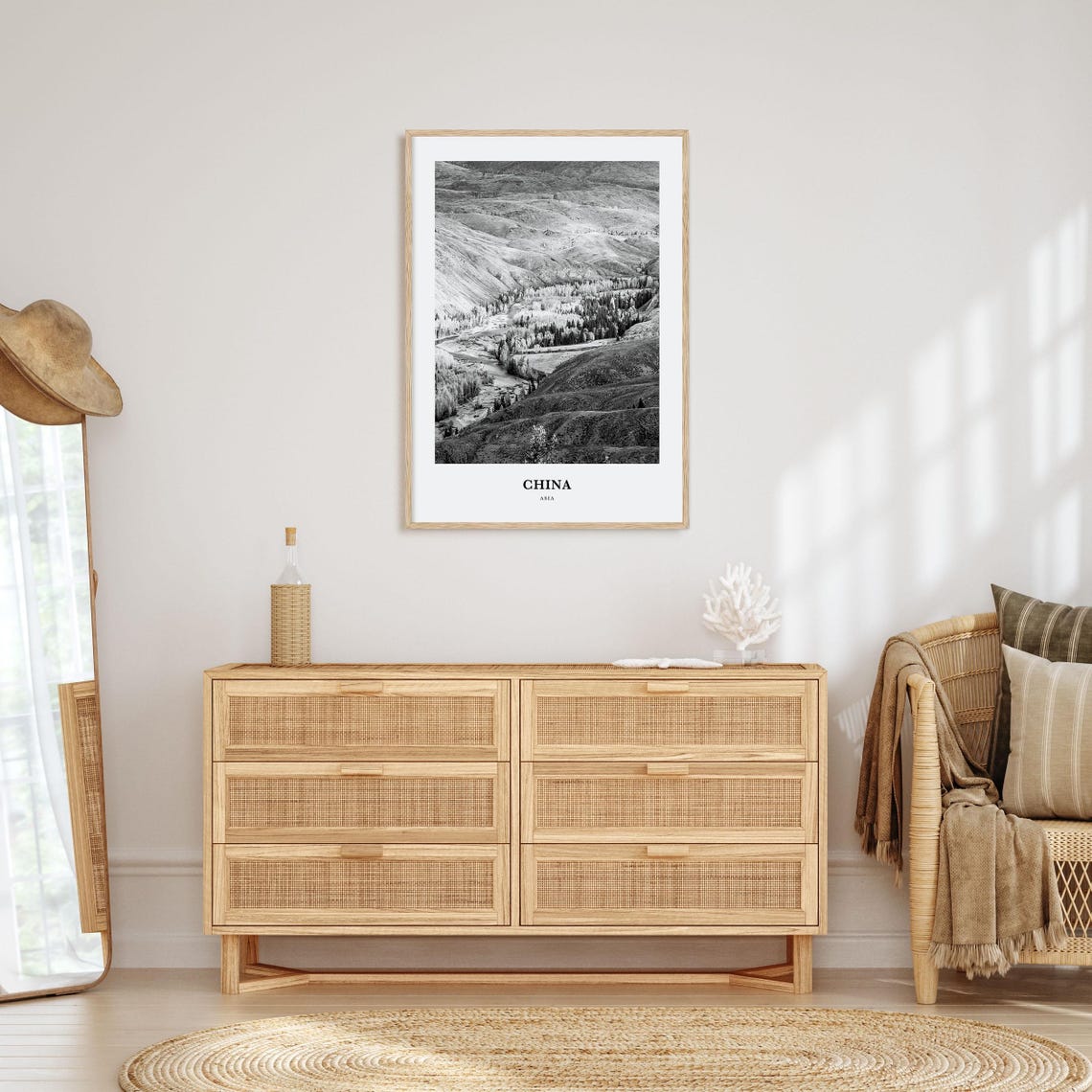 China Mountain Valley with River and Forest Landscape Poster - Image 3