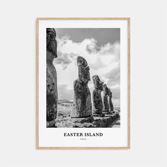 Easter Island Moai Stone Statues Rapa Nui Chile Travel Poster