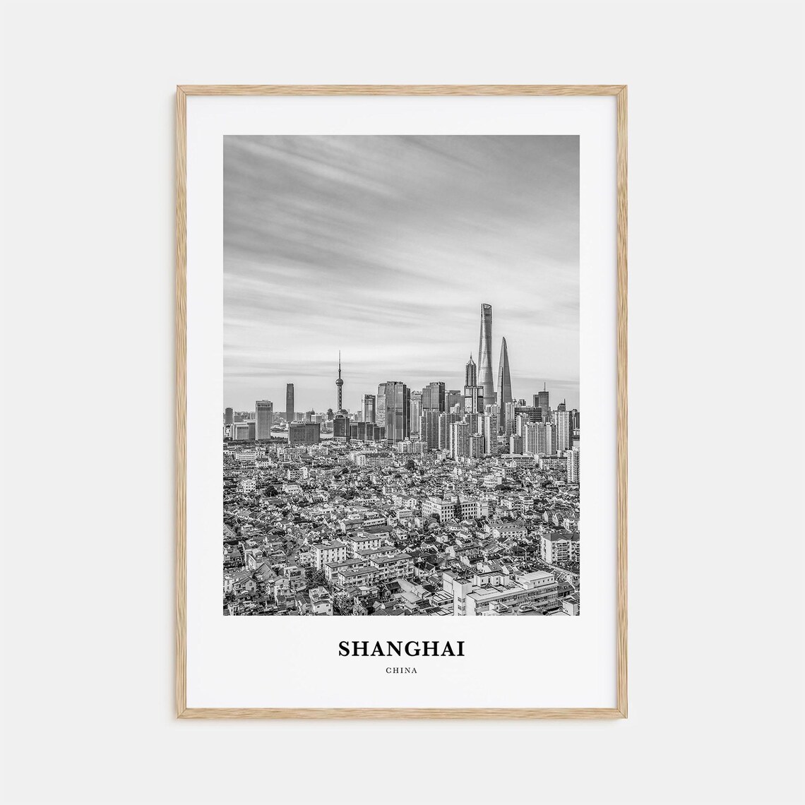 Shanghai China Pudong Skyline Supertall Towers Aerial Poster