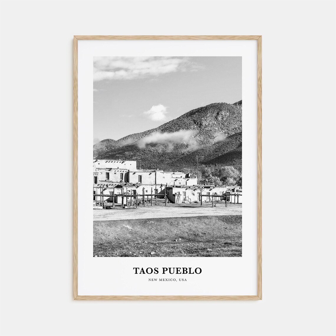 Taos Pueblo New Mexico Adobe Historic Mission Mountain Photo Poster