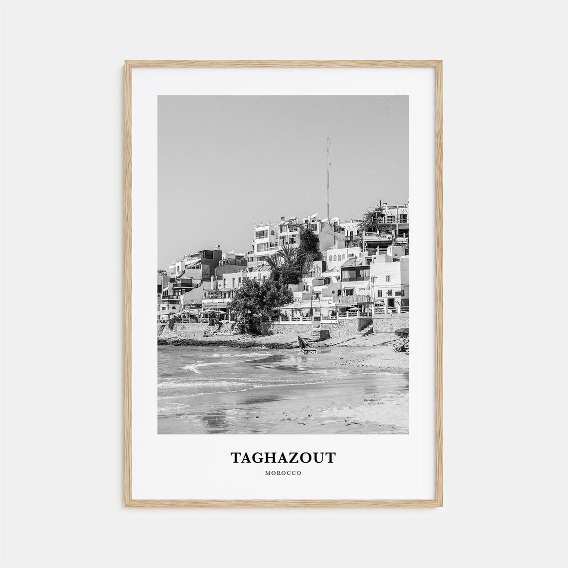 Taghazout Morocco Beach Town Black And White Seaside Photo Poster