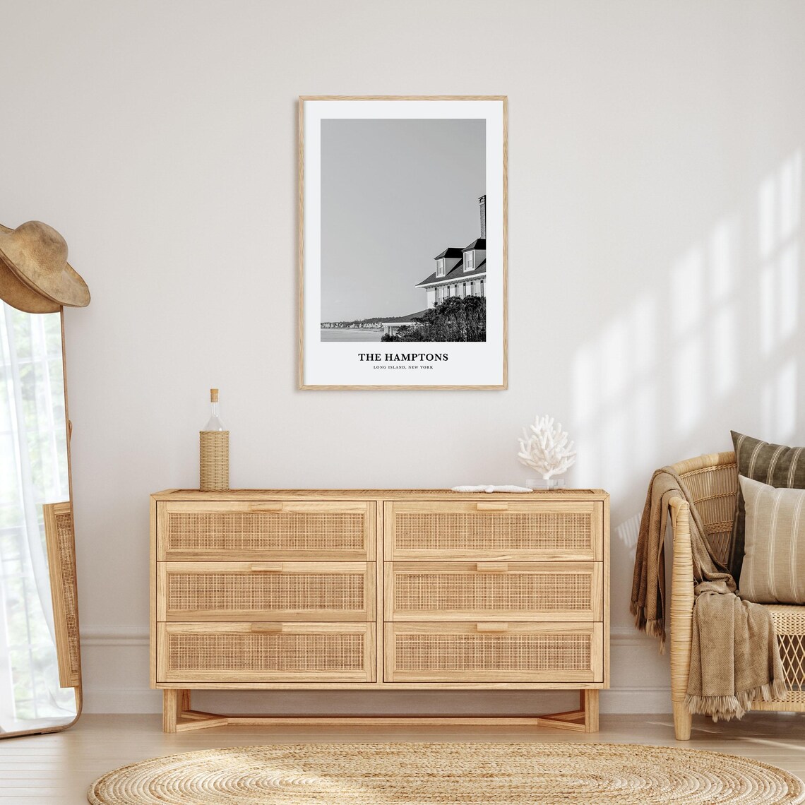 The Hamptons Coastal Shingle House Black and White Travel Poster - Image 3