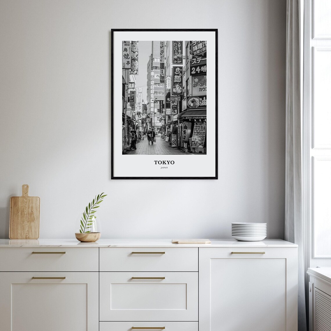 Tokyo Neon Street Signs Black and White City Japan Travel Poster - Image 2