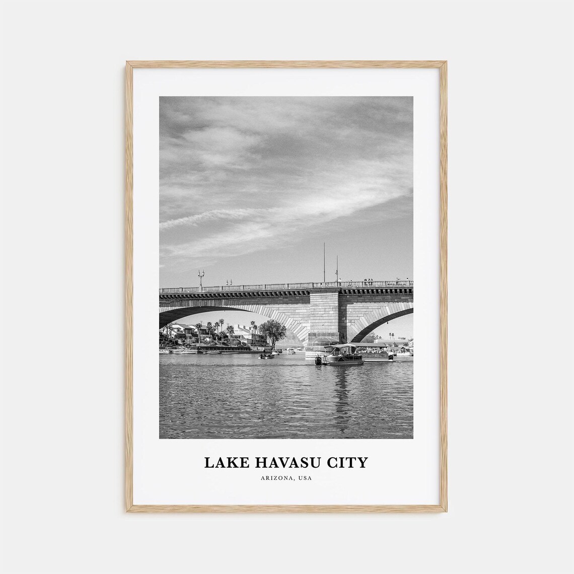 Lake Havasu City Arizona London Bridge Boats Black and White Poster