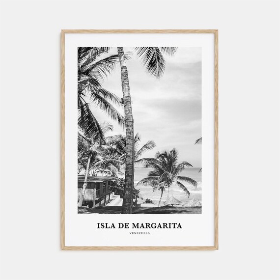 Isla De Margarita Palms Black And White Caribbean Beach Poster