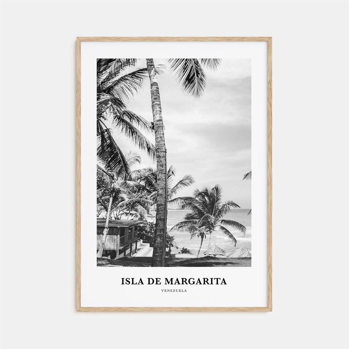 Isla De Margarita Palms Black And White Caribbean Beach Poster