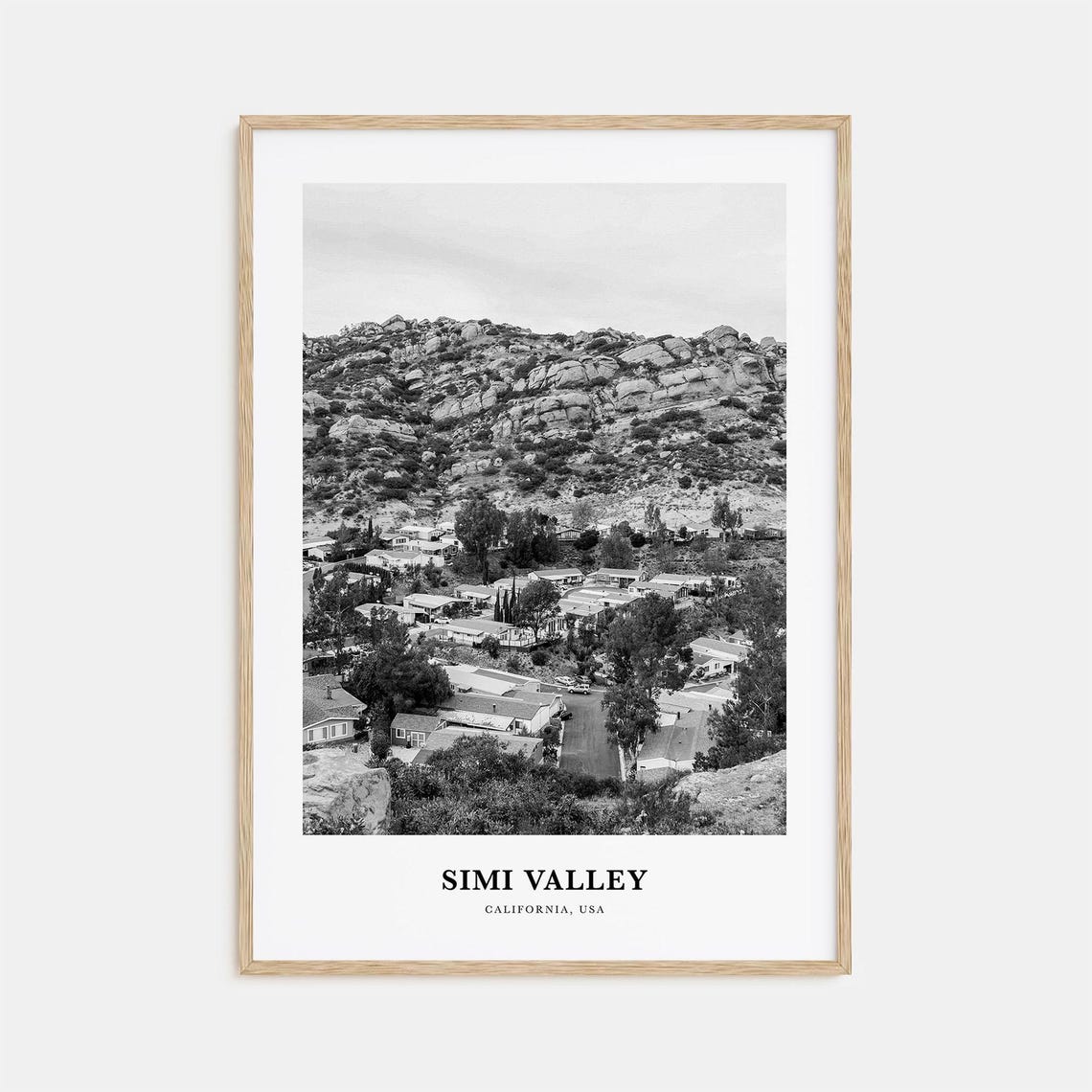 Simi Valley California Rocky Hills Black and White Landscape Poster