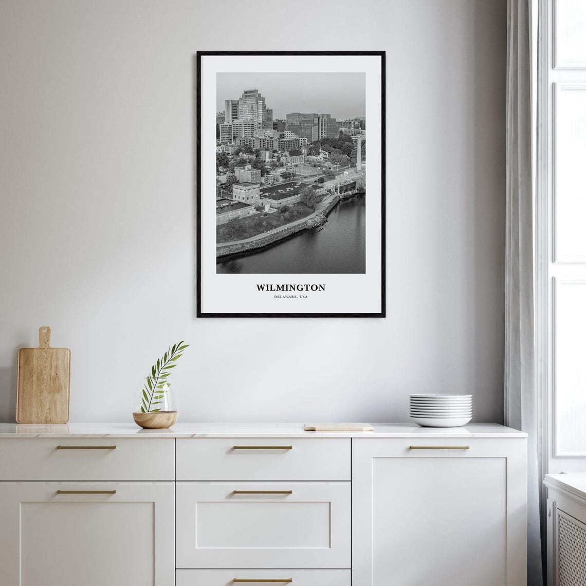 Wilmington Delaware Downtown Skyline From the Riverfront Aerial Poster - Image 2