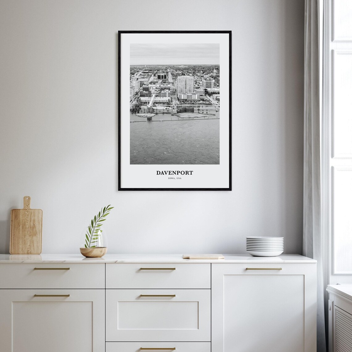 Davenport Iowa Mississippi River Aerial Cityscape View Poster - Image 2